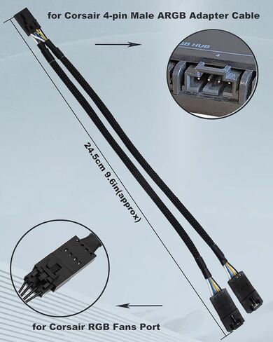 موزع COMeap RGB لمحور Corsair RGB، وعقدة الإضاءة الأساسية وقائد iCUE CORE XT، وكابل تمديد مروحة 4 دبوس ذكر إلى أنثى لمروحة Corsair RGB ML/LL/QL/SP/HD 9 بوصات in Kuwait