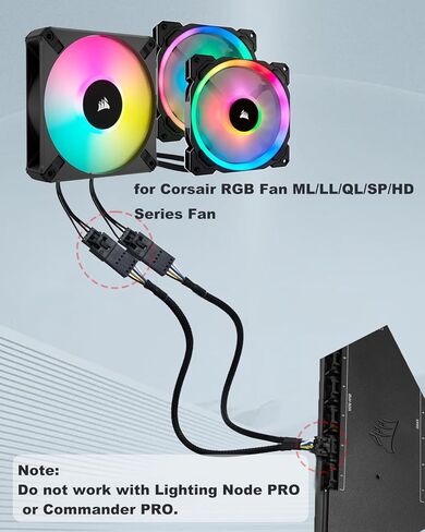 موزع COMeap RGB لمحور Corsair RGB، وعقدة الإضاءة الأساسية وقائد iCUE CORE XT، وكابل تمديد مروحة 4 دبوس ذكر إلى أنثى لمروحة Corsair RGB ML/LL/QL/SP/HD 9 بوصات in Kuwait