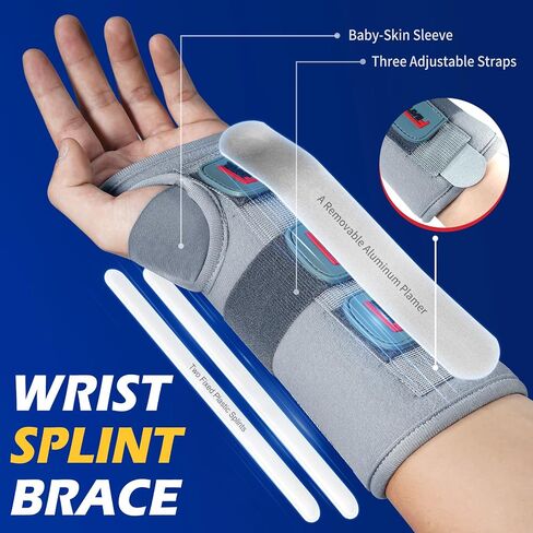 FEATOL Wrist Brace Splint Carpal Tunnel for Women Men, Night Wrist Sleep Support Brace, Left Hand, Small/Medium, Hand brace for Sprain, Carpal Tunnel, Syndrome,Arthritis, Tendonitis, Wrist Pain in Saudi Arabia