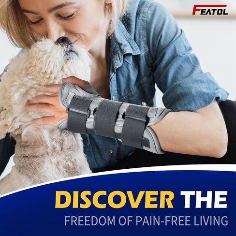 FEATOL Wrist Brace Splint Carpal Tunnel for Women Men, Night Wrist Sleep Support Brace, Left Hand, Small/Medium, Hand brace for Sprain, Carpal Tunnel, Syndrome,Arthritis, Tendonitis, Wrist Pain in Saudi Arabia