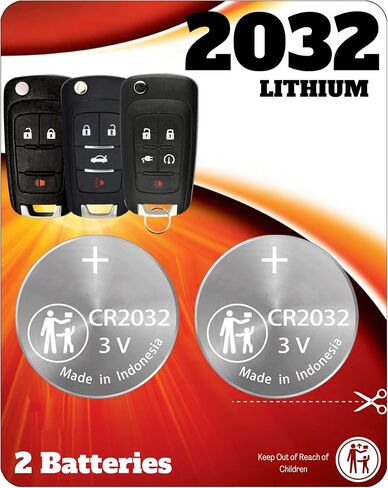Key Fob Battery for Chevy GMC Buick CR2032 (2 Pack) OEM Remote Replacement for Equinox Malibu Terrain Trax Impala Lacrosse Encore Regal Volt (OHT01060512, P4O9MK74946931) Check Fitment Guide in Saudi Arabia