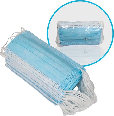 MASKT-03-A iMask 3-Ply Disposable Protective Face Masks - Comfortable Fit - Elastic Ear Hooks Everyday Non-Medical Use - Blue - 50-Pack in Saudi Arabia