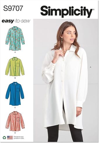 مجموعة أنماط خياطة القمصان المريحة من Simplicity Misses، الكود S9707، المقاسات 12-14-16-18-20، متعددة الألوان in Saudi Arabia