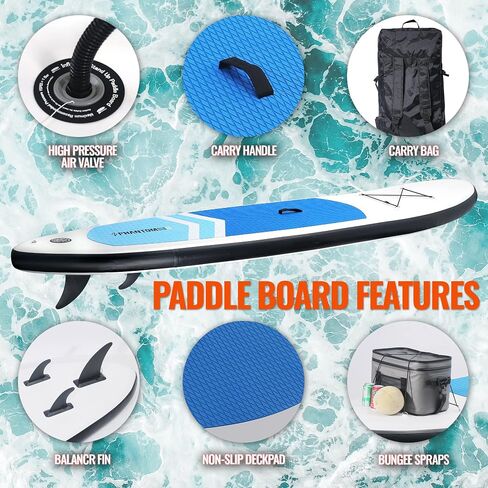 Premium SUP Inflatable Stand Up Paddle Board with Accessories & Backpack, Surf Control, Non-Slip Deck, Leash, Paddle and Pump, Youth & Adult Standing Boat in Saudi Arabia