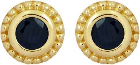 Jewelili 10K Yellow Gold Round Shape Stud Earrings. in Saudi Arabia