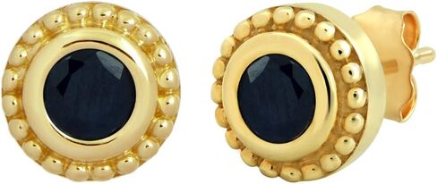 Jewelili 10K Yellow Gold Round Shape Stud Earrings. in Saudi Arabia