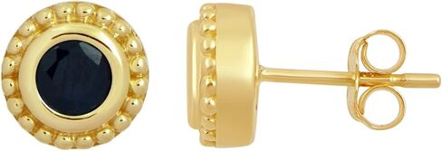 Jewelili 10K Yellow Gold Round Shape Stud Earrings. in Saudi Arabia