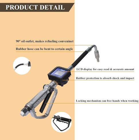 مسدس فوهة صمام التحكم الرقمي في الزيت، مع مدخل NPT 1/2 بوصة، مسدس زيت هوائي، مع شاشة LCD لمقياس التدفق، لزيت المحرك وما إلى ذلك. in Kuwait
