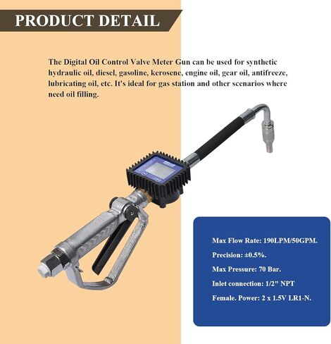 مسدس فوهة صمام التحكم الرقمي في الزيت، مع مدخل NPT 1/2 بوصة، مسدس زيت هوائي، مع شاشة LCD لمقياس التدفق، لزيت المحرك وما إلى ذلك. in Kuwait