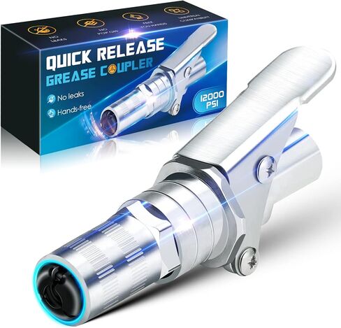 قارنة توصيل مسدس الشحوم ذات الضغط العالي - قفل سريع على تركيب مسدس الشحوم شديد التحمل من زيرك، قفل سريع لفصل طرف مسدس الشحوم، متوافق عالمي مع جميع أطراف مسدس الشحوم 1/8 بوصة NPT، ترقية 12000 رطل لكل بوصة مربعة in Kuwait