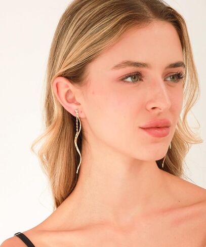 Clip on Earrings for Women 14K Gold Plated Long Dangle White Pearl Earrings Simple No Piercing Hoop Stud Earrings Lightweight Curve Tassel Chain Ear Clips Minimalist Jewelry Wedding Christmas Gift in Saudi Arabia