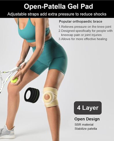 Knee Brace for Men Women Knee Braces for Knee Pain, Patellar Tendon Support Strap, Knee Brace for Meniscus Tear Knee Compression Sleeve for Knee Pain (Black) in Saudi Arabia