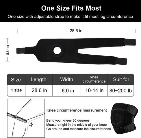 Knee Brace for Men Women Knee Braces for Knee Pain, Patellar Tendon Support Strap, Knee Brace for Meniscus Tear Knee Compression Sleeve for Knee Pain (Black) in Saudi Arabia