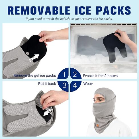 قناع وجه بالاكلافا مع عبوات ثلج جل قابلة لإعادة الاستخدام، قناع وجه للحماية من أشعة الشمس في الصيف للاستخدام في الهواء الطلق in Kuwait