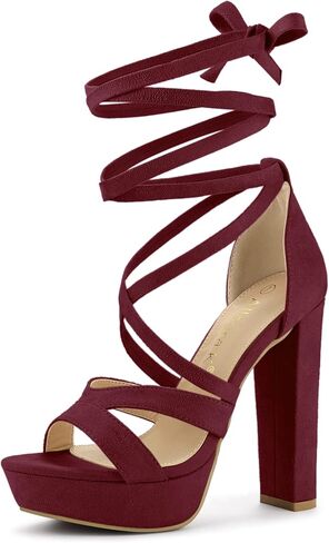 Allegra K Women's Lace Up Platform Chunky High Heels Sandals in Saudi Arabia