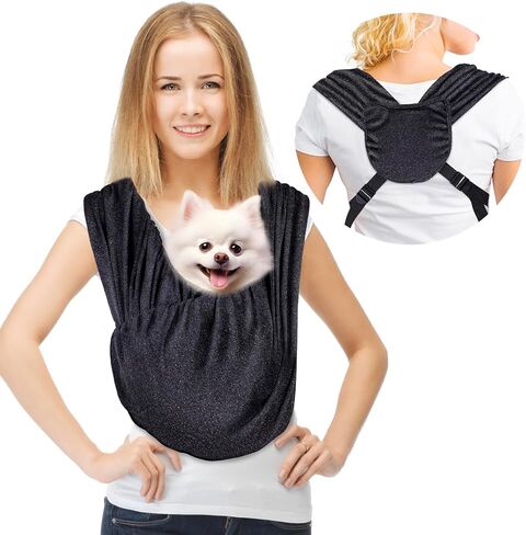 Dog Sling Carrier for Small Dogs Cat,Adjustable Pet Sling Carrier, Front Facing Dog Sling Carrier,Hands Free Cat Carrier,Double Shoulder Strap Design,Freeing Hands Cotton (XL~3XL) in Kuwait