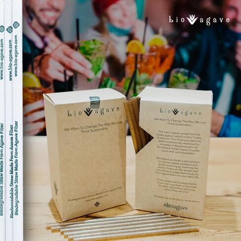 150 عبوة من القش القياسي القابل للتحلل 8 1/4 بوصة مصنوع من ألياف الصبار | منتجات نباتية صديقة للبيئة | شفاطات للشرب | شفاطات قابلة لإعادة الاستخدام in Kuwait