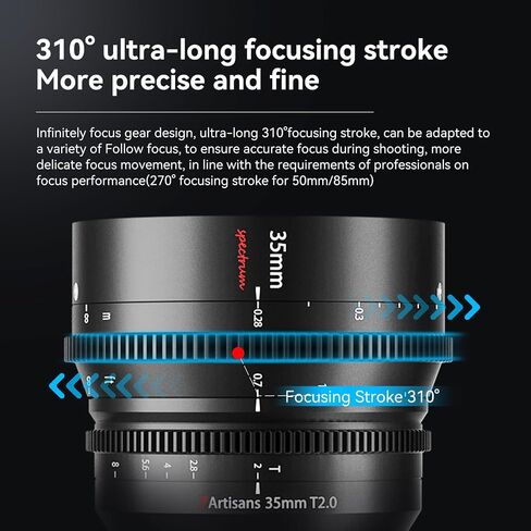 7artisans 35mm T2.0 Large Aperture Full Frame Cine Lens Compatible for Canon R Mount, Manual Focus Low Distortion Cinema Lens Mirrorless Cameras for Canon R RP R5 R6,Black in Kuwait