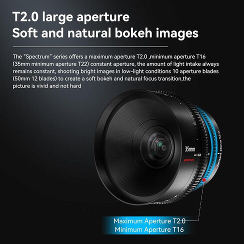 7artisans 35mm T2.0 Large Aperture Full Frame Cine Lens Compatible for Canon R Mount, Manual Focus Low Distortion Cinema Lens Mirrorless Cameras for Canon R RP R5 R6,Black in Kuwait