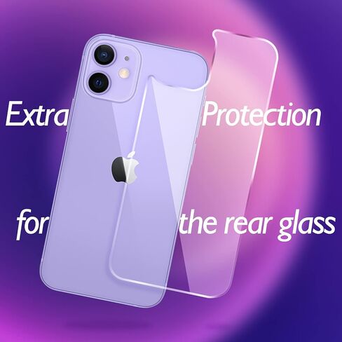 Back Screen Protector for iPhone 12 [2-Pack], Rear Tempered Glass [Haptic Touch] Temper Glass Film Premium HD Clarity Anti-Fingerprint/Scratch Compatible with iPhone 12 (6.1 inch) in Saudi Arabia