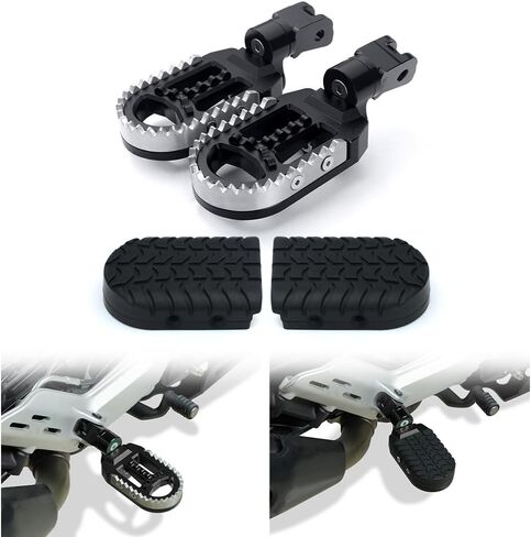 Motorcycle Foot Peg Pedals, 360 Adjustment Stainless + Rubber Wide Footpegs Fit for Husqvarna Vitpilen/Svartpilen 401/701 18-24, Svartpilen 250 20-24, 200/125 21-24 Larger Foot Pedals (Black) in Saudi Arabia