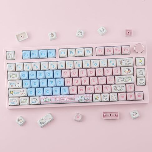 Tsungup PBT Cute Keycaps for Mechanical Keyboard,Custom MOA Profile Key caps Candy Bunny Keycaps 139 Keys Dye-Sublimation Keycap Set for Cherry Gateron MX Switches Mac Windows PC Keyboard in Saudi Arabia
