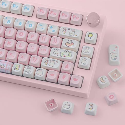 Tsungup PBT Cute Keycaps for Mechanical Keyboard,Custom MOA Profile Key caps Candy Bunny Keycaps 139 Keys Dye-Sublimation Keycap Set for Cherry Gateron MX Switches Mac Windows PC Keyboard in Saudi Arabia
