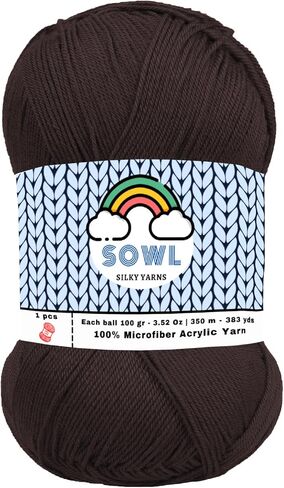 SOWL Acrylic Yarns - Silky Touch - Baby Pink - 100% Microfiber Acrylic Yarn 1 Ball Skeins 3.5 oz 100 Gram 380 Yards | Fingering Weight Yarn for Knitting & Crochet Yarn for Crocheting in Saudi Arabia