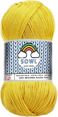 SOWL Acrylic Yarns - Silky Touch - Baby Pink - 100% Microfiber Acrylic Yarn 1 Ball Skeins 3.5 oz 100 Gram 380 Yards | Fingering Weight Yarn for Knitting & Crochet Yarn for Crocheting in Saudi Arabia