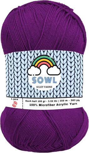 SOWL Acrylic Yarns - Silky Touch - Baby Pink - 100% Microfiber Acrylic Yarn 1 Ball Skeins 3.5 oz 100 Gram 380 Yards | Fingering Weight Yarn for Knitting & Crochet Yarn for Crocheting in Saudi Arabia