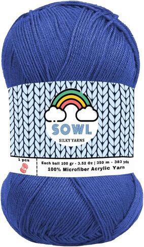 SOWL Acrylic Yarns - Silky Touch - Baby Pink - 100% Microfiber Acrylic Yarn 1 Ball Skeins 3.5 oz 100 Gram 380 Yards | Fingering Weight Yarn for Knitting & Crochet Yarn for Crocheting in Saudi Arabia