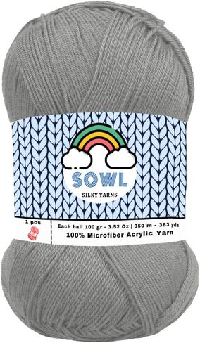 SOWL Acrylic Yarns - Silky Touch - Baby Pink - 100% Microfiber Acrylic Yarn 1 Ball Skeins 3.5 oz 100 Gram 380 Yards | Fingering Weight Yarn for Knitting & Crochet Yarn for Crocheting in Saudi Arabia