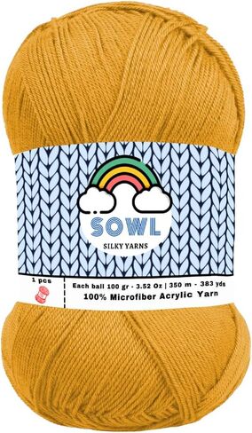 SOWL Acrylic Yarns - Silky Touch - Baby Pink - 100% Microfiber Acrylic Yarn 1 Ball Skeins 3.5 oz 100 Gram 380 Yards | Fingering Weight Yarn for Knitting & Crochet Yarn for Crocheting in Saudi Arabia