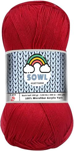 SOWL Acrylic Yarns - Silky Touch - Baby Pink - 100% Microfiber Acrylic Yarn 1 Ball Skeins 3.5 oz 100 Gram 380 Yards | Fingering Weight Yarn for Knitting & Crochet Yarn for Crocheting in Saudi Arabia