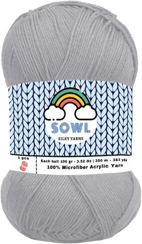 SOWL Acrylic Yarns - Silky Touch - Baby Pink - 100% Microfiber Acrylic Yarn 1 Ball Skeins 3.5 oz 100 Gram 380 Yards | Fingering Weight Yarn for Knitting & Crochet Yarn for Crocheting in Saudi Arabia
