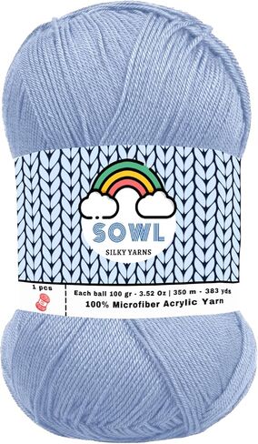 SOWL Acrylic Yarns - Silky Touch - Baby Pink - 100% Microfiber Acrylic Yarn 1 Ball Skeins 3.5 oz 100 Gram 380 Yards | Fingering Weight Yarn for Knitting & Crochet Yarn for Crocheting in Saudi Arabia
