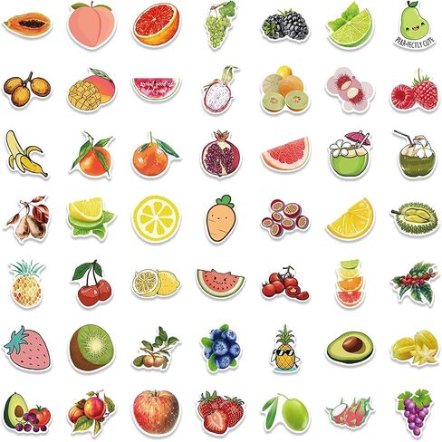 100Pcs Fruit Stickers Fruits Decals Waterproof Vinyl for Water Bottle Laptop Skateboard Scrapbook Hydroflask for Fruit Party Decorations in Saudi Arabia
