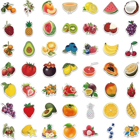 100Pcs Fruit Stickers Fruits Decals Waterproof Vinyl for Water Bottle Laptop Skateboard Scrapbook Hydroflask for Fruit Party Decorations in Saudi Arabia