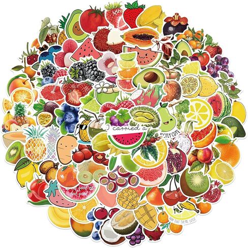 100Pcs Fruit Stickers Fruits Decals Waterproof Vinyl for Water Bottle Laptop Skateboard Scrapbook Hydroflask for Fruit Party Decorations in Saudi Arabia