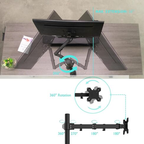 Tall Single Monitor Arm Mount for Desk Stand 32 inch Pole, Holds 13 to 32 inch up to 22 lbs LCD Screens, Adjustable and Flexible Viewing Angles +90° / -90° tilt, 180° Swivel, 360° Rotation (Black) in Saudi Arabia