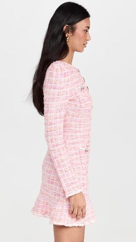Self Portrait Women's Pink Check Knit Mini Dress in Kuwait