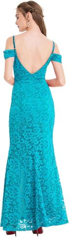 ANGEL FASHIONS Women's Off Shoulder Lace Split Ruffled Beading Sheath Wedding Dress in Saudi Arabia