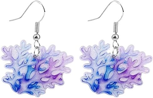 Dream Ocean Earrings Cute Novelty Acrylic Blue Sea Seashells Dangle Earrings Funny Fish Mermaid Coral Jewelry for Women Girls Ocean Animals Summer Gifts in Saudi Arabia