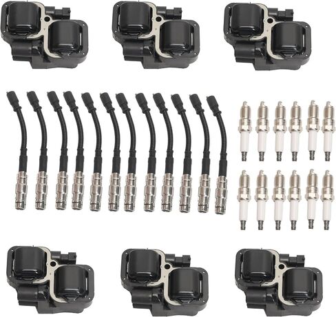 Set of 6 Ignition Coil with 12 Iridium Spark Plug and Wire, fits for Mercedes-Benz C240/C280/C320/CL500/CLK500/E320/E430/G500/ML320/ML350/ML500/R500/S430/SL500 98-07,fits for Chrysler Crossfire 04-08 in Saudi Arabia