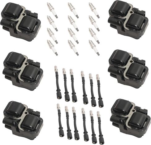 Set of 6 Ignition Coil with 12 Iridium Spark Plug and Wire, fits for Mercedes-Benz C240/C280/C320/CL500/CLK500/E320/E430/G500/ML320/ML350/ML500/R500/S430/SL500 98-07,fits for Chrysler Crossfire 04-08 in Saudi Arabia