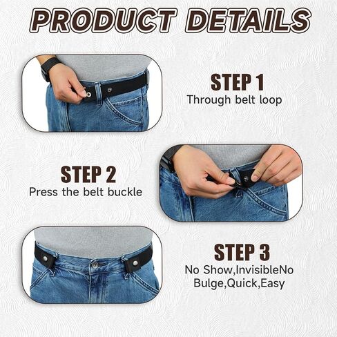 2 Pcs Elastic Belt Buckle-Free Belt for Men Women No Buckle Belt Invisible Stretch Belts, Adjustable Black Waist Belt Buckle Free Elastic Belt, Unisex Belt for Jeans Pants in Saudi Arabia