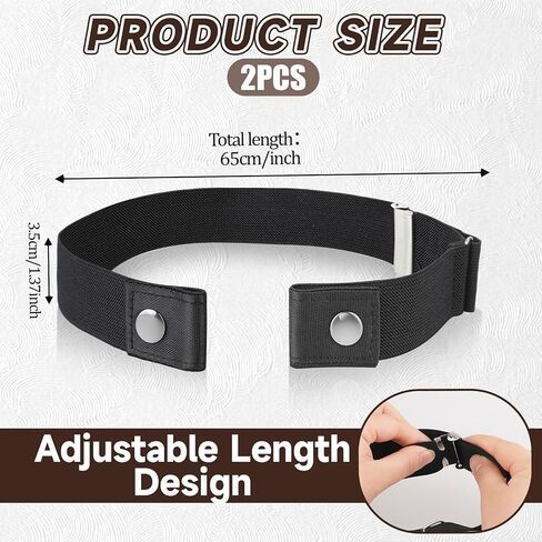 2 Pcs Elastic Belt Buckle-Free Belt for Men Women No Buckle Belt Invisible Stretch Belts, Adjustable Black Waist Belt Buckle Free Elastic Belt, Unisex Belt for Jeans Pants in Saudi Arabia