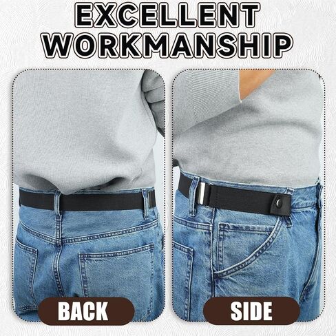 2 Pcs Elastic Belt Buckle-Free Belt for Men Women No Buckle Belt Invisible Stretch Belts, Adjustable Black Waist Belt Buckle Free Elastic Belt, Unisex Belt for Jeans Pants in Saudi Arabia