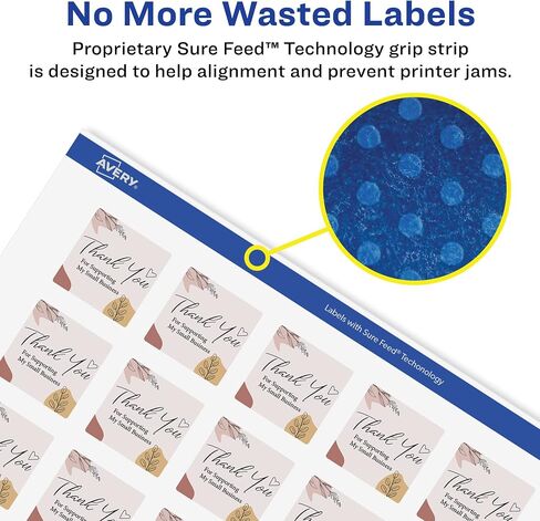 Avery Glossy White Square Labels with Sure Feed, 3/4" x 3/4", 2,000 Glossy White Labels, Print-to-The-Edge, Permanent Label Adhesive, Laser/Inkjet Printable Labels in Saudi Arabia