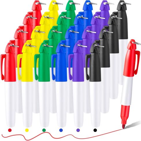 CHENGU 24 Packs Mini Markers with Golf Keychain Clips Badge Markers with Key Ring Fine Point Golf Ball Marker Pen for Nurse Student Office School Supplies(Black) in Saudi Arabia